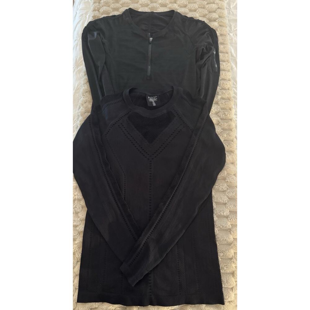 Athleta Long Sleeve Athletic Mesh & Pacifica Athletic Half Zip Black Lot Size M